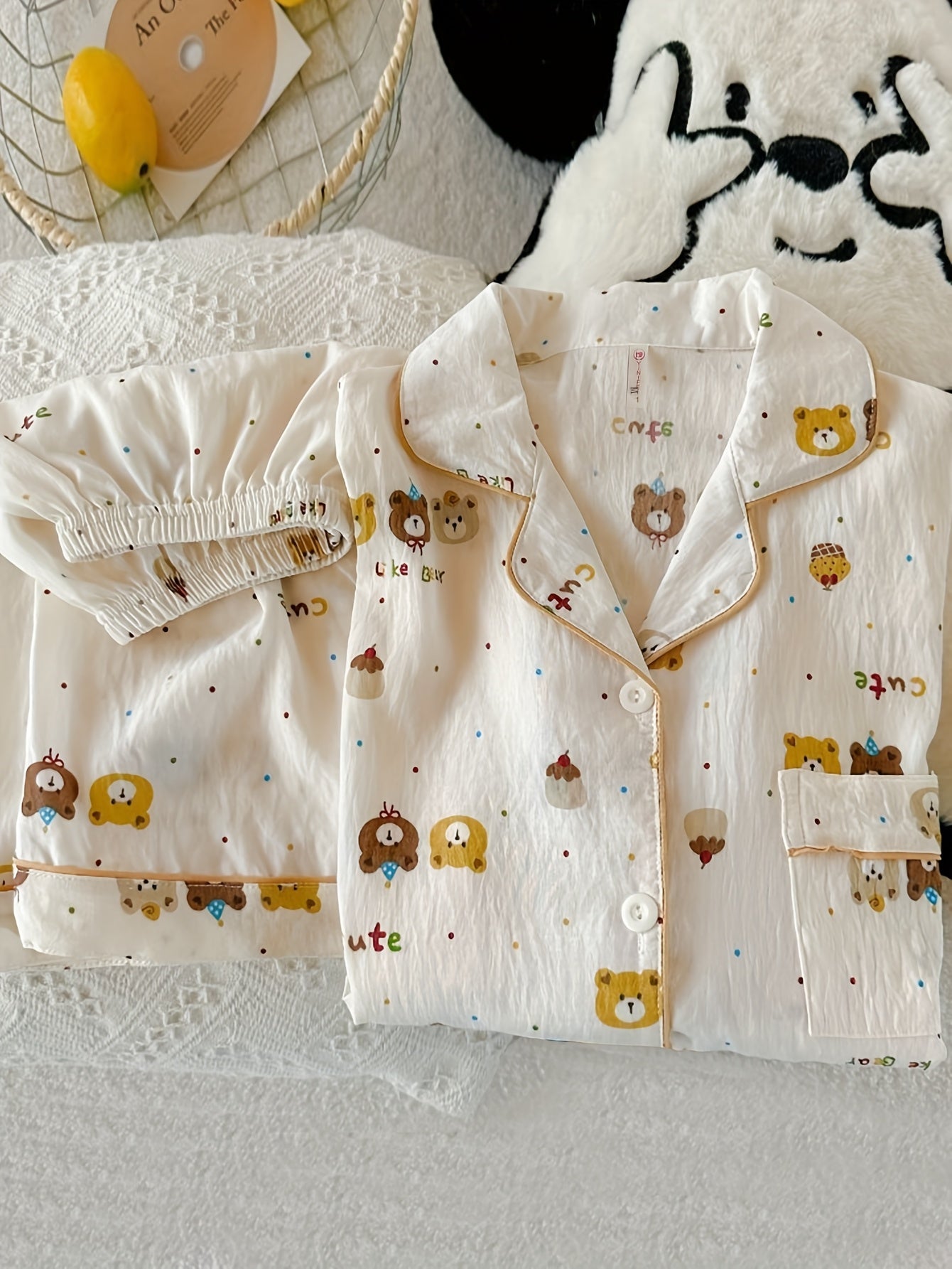 Cute Bear Print Pajama Set β Short Sleeve & Shorts π»β¨
