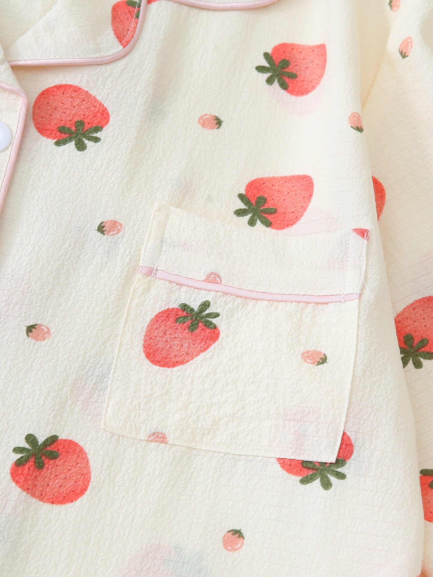 Strawberry Print Pajama Set – Shirt & Pants 🍓💤